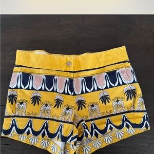 Stylish Yellow Patterned Women's Shorts